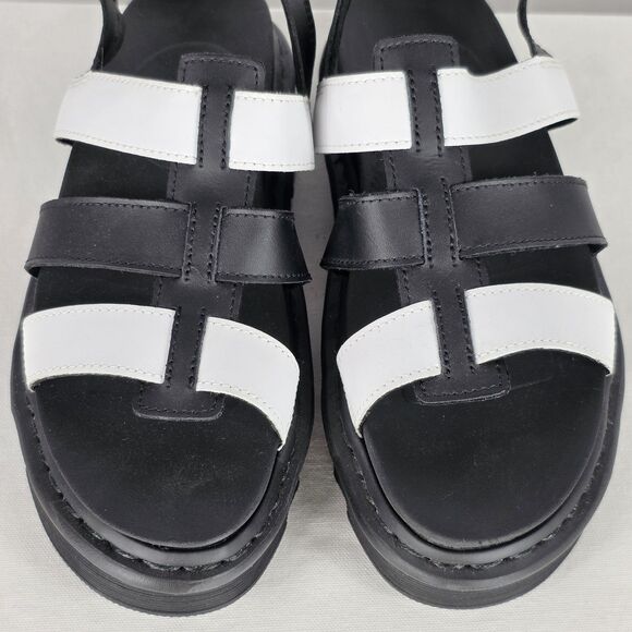 Dr Martens Size 8 Yelena Black White Leather Platform Chunky Strappy Sandals - Picture 7 of 11